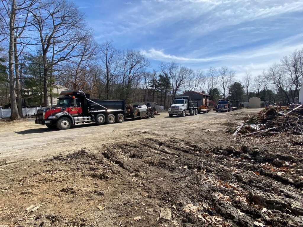 Construction vehicles on a building site